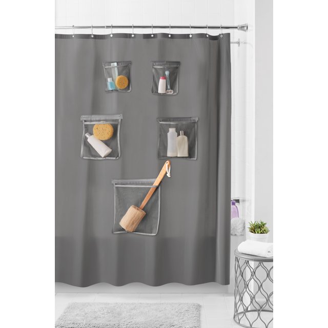 Better Homes & Gardens Gray Heavyweight Solid Print PEVA Shower Liner