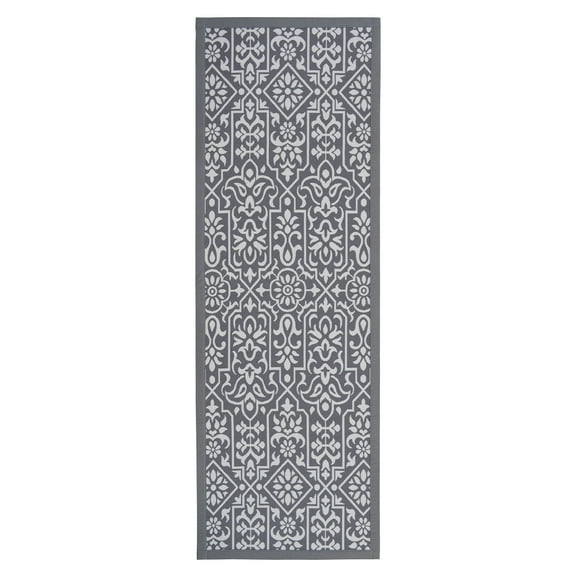 Better Homes & Gardens Gray Jacquard Polypropylene 22" x 60" Indoor Kitchen Runner