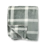 Better Homes & Gardens Gray Plaid Ultra Soft Velvet Printed Throw Blanket, Oversized