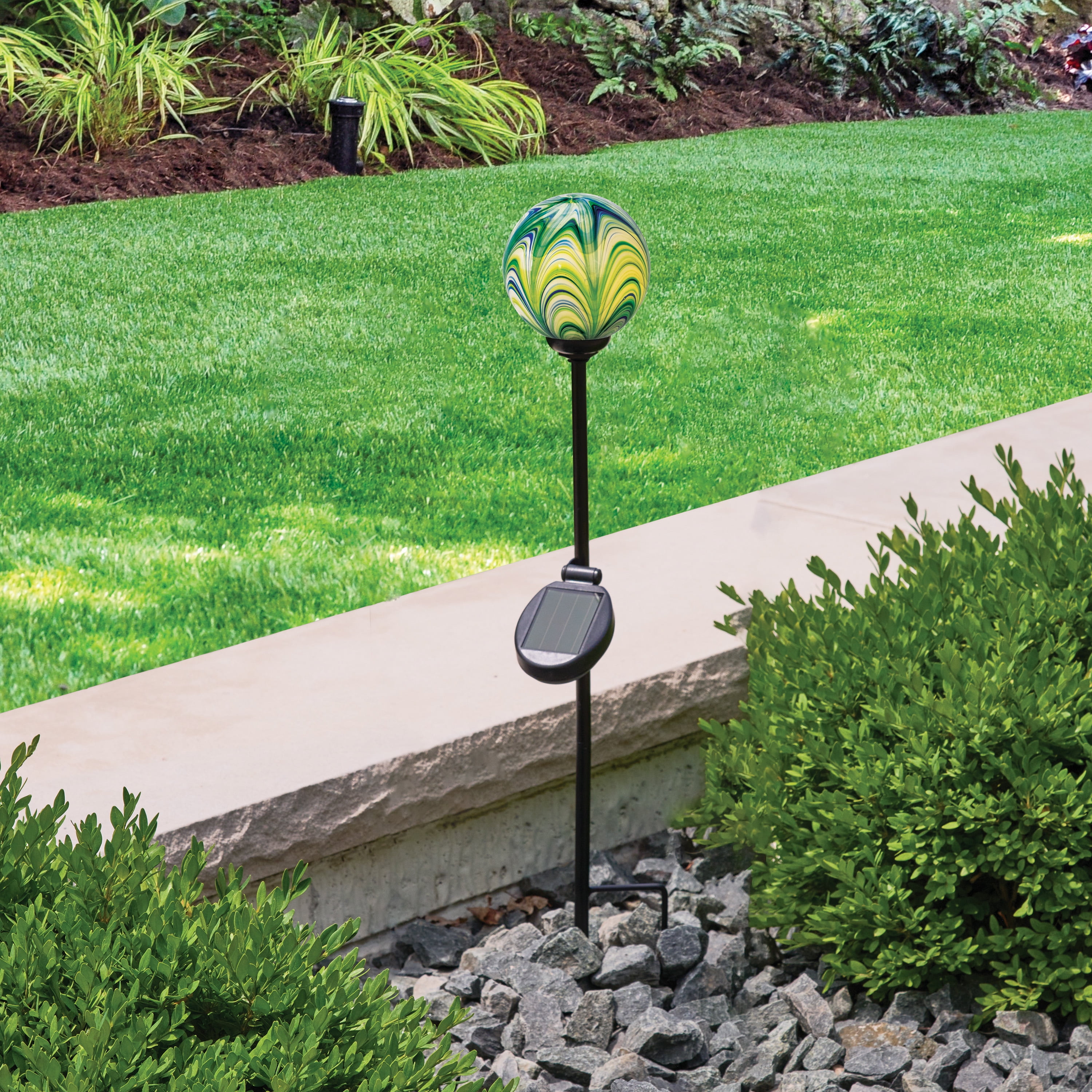 Better Homes & Gardens Solar Green & Blue Metal Gazing Stake Light