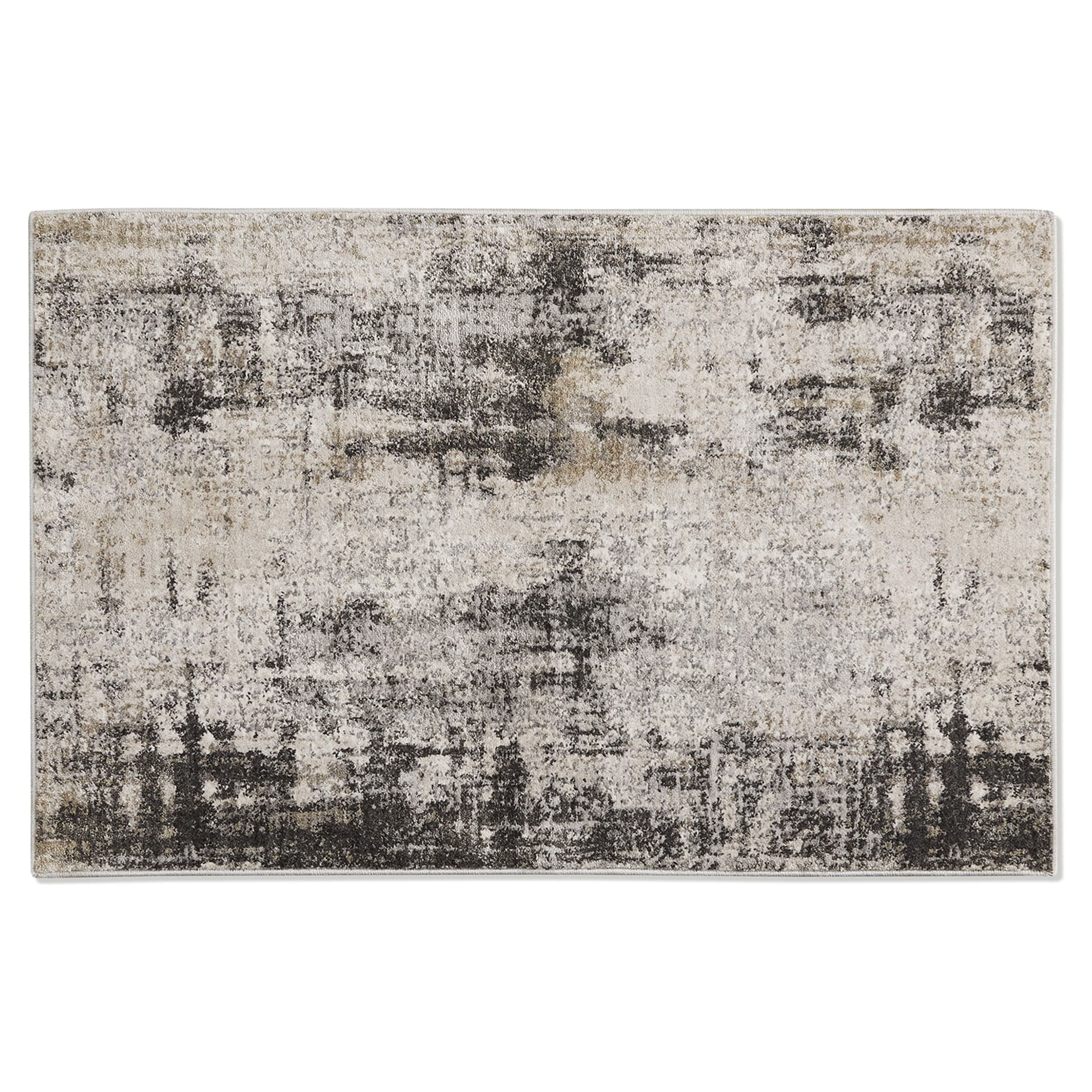 Gray and Tan Tufted Abstract 2' x 3' Indoor Rug