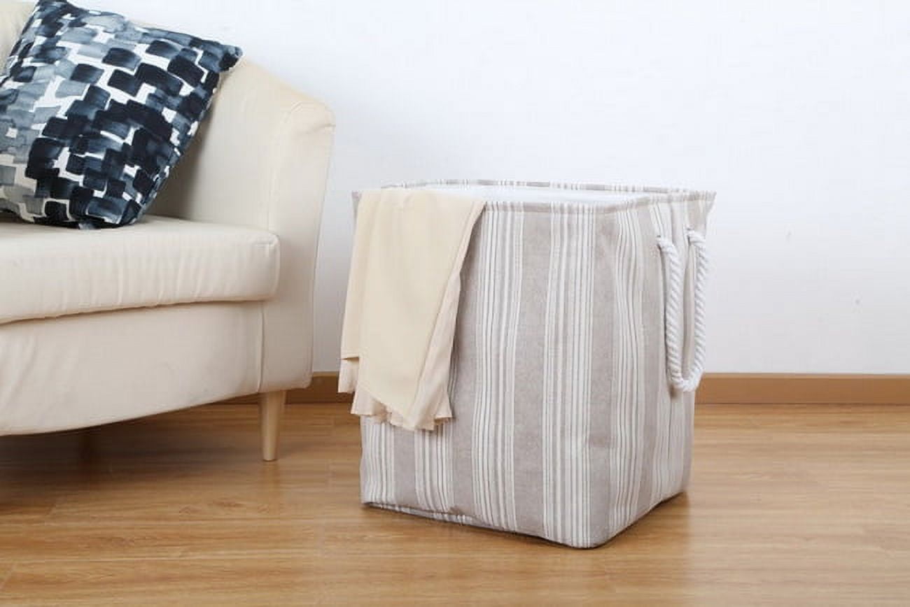 Better Homes & Gardens Grey Pumice Stripe Square Canvas Hamper with ...