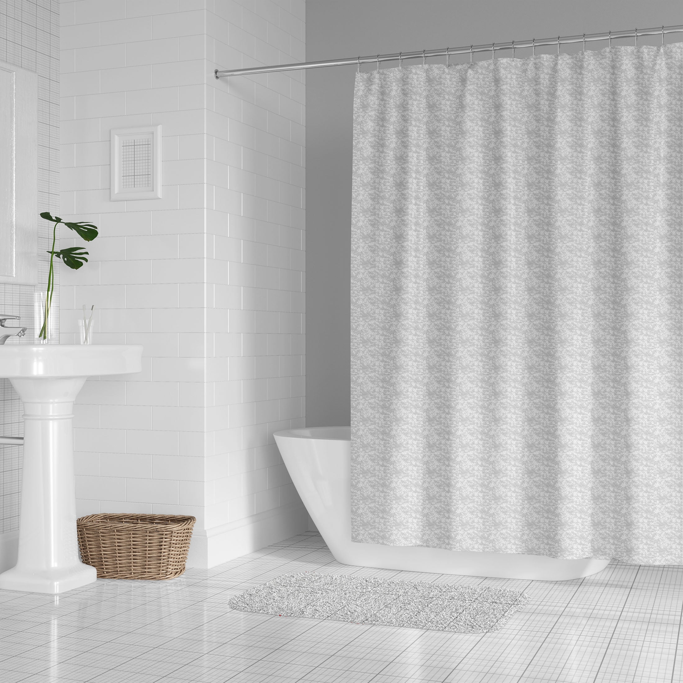 Better Homes & Gardens Tonal Textured Weave Shower Curtain – Silver Grey & White, 72" x 72" – Cotton Blend, Spa-Inspired Bathroom Décor