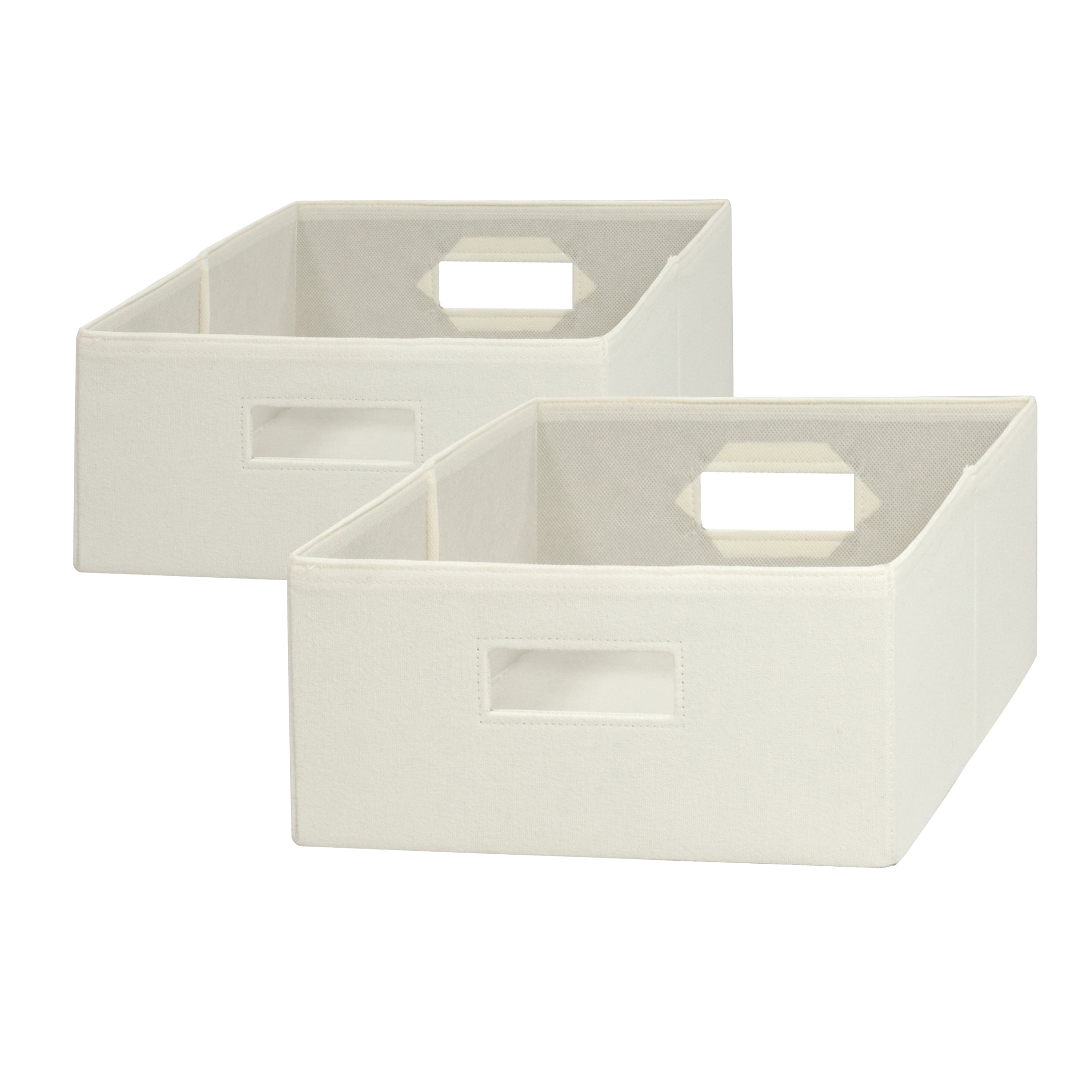 Better Homes & Gardens HalfSize Fabric Storage Bin, 2 Pack, Ivory