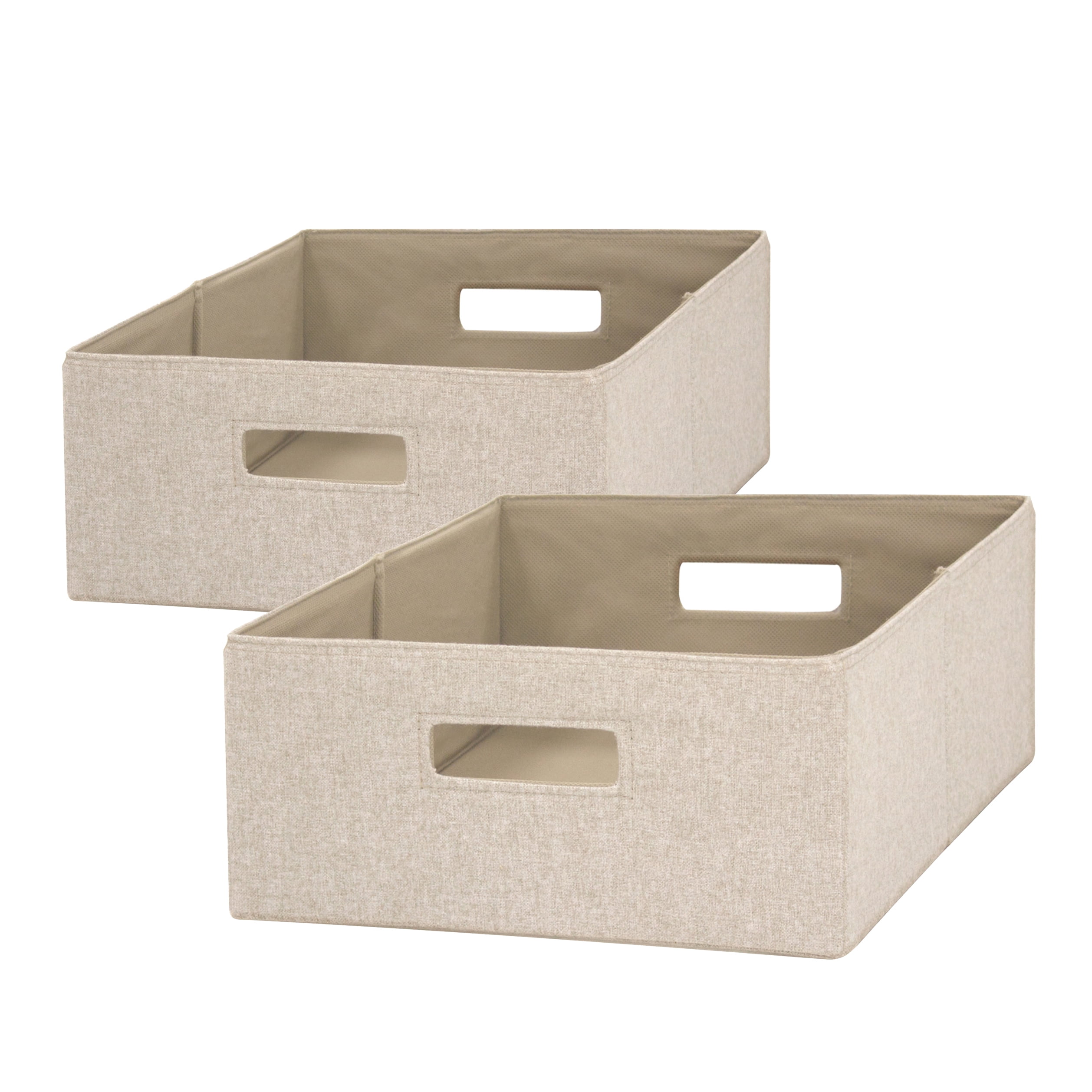 Better Homes & Gardens HalfSize Fabric Storage Bin, 2 Pack, Tan