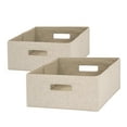 Better Homes & Gardens HalfSize Fabric Storage Bin, 2 Pack, Tan