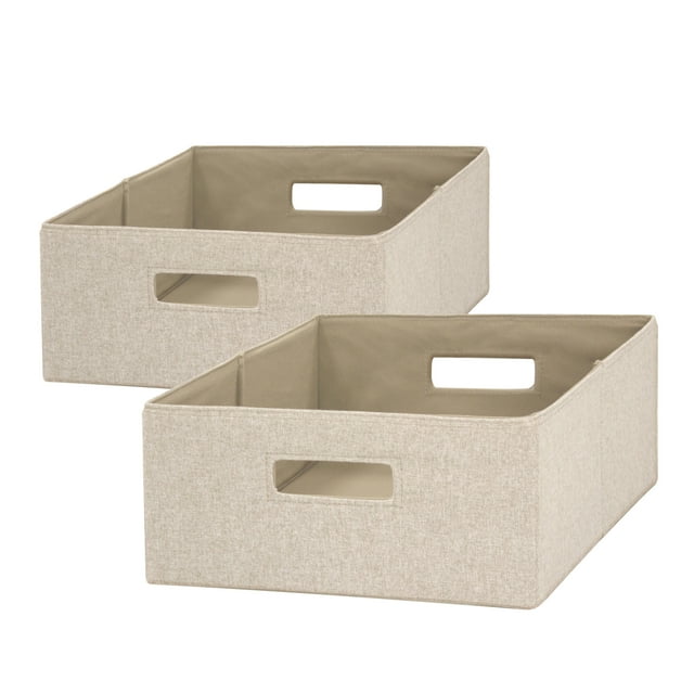 Better Homes & Gardens HalfSize Fabric Storage Bin, 2 Pack, Tan