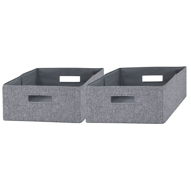Better Homes & Gardens HalfSize Fabric Storage Bin, Gray, 2 Pack