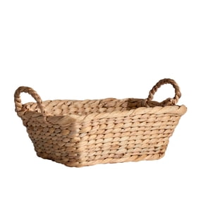 Better Homes & Gardens Handwoven Water Hyacinth Basket with Loop Handles, 3.9 in H