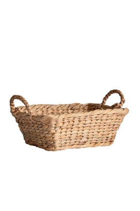 Handwoven Water Hyacinth Basket with Loop Handles, 3.9 in H