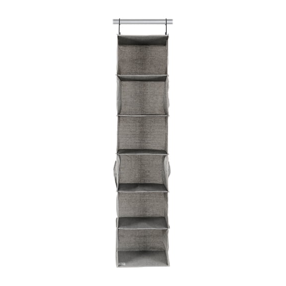 Better Homes & Gardens Hanging Closet Organizer, Gray, 6 Shelves with Side Pockets