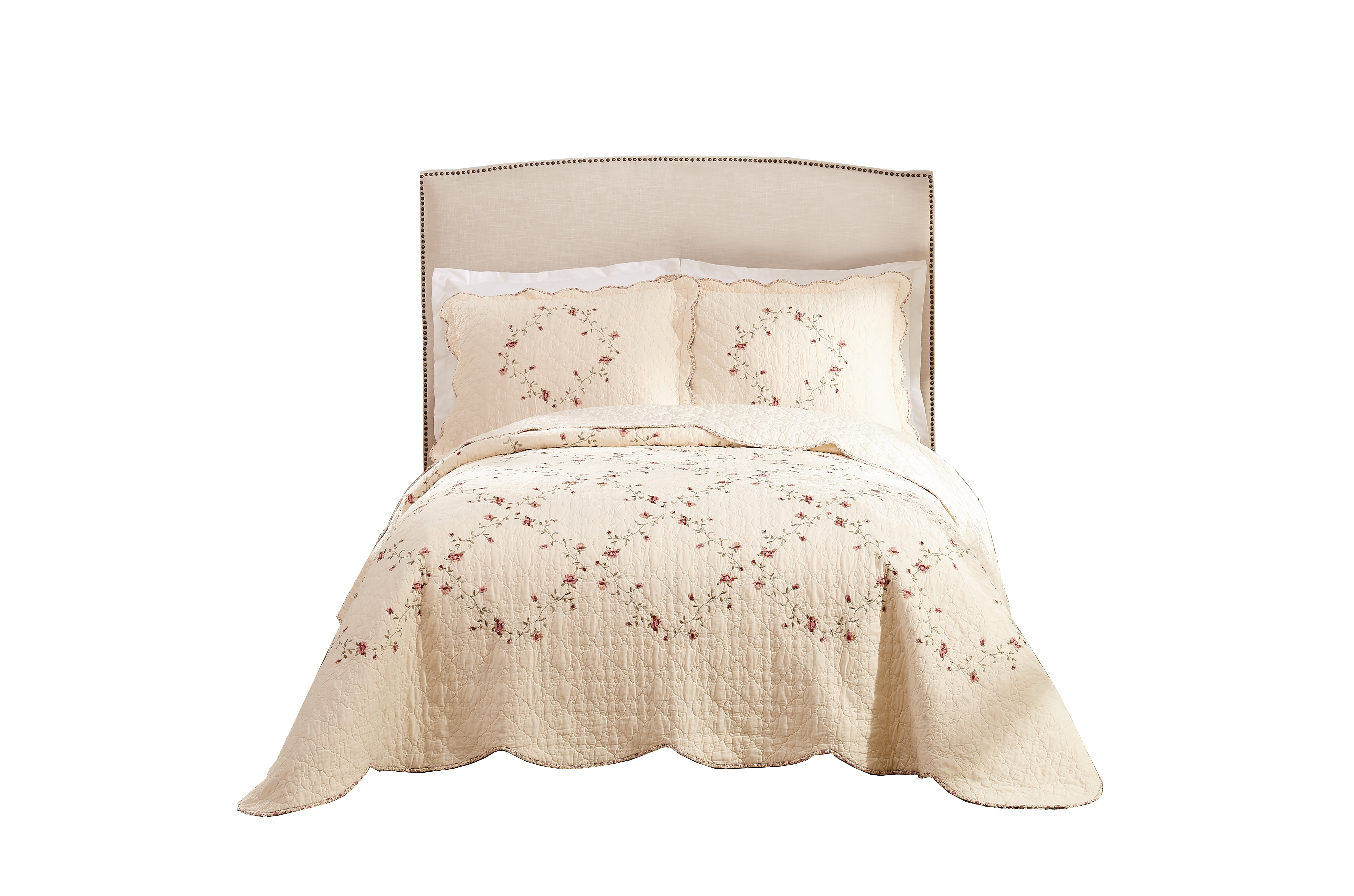 Better Homes & Gardens Hannalore Cotton Quilt, Burgundy, King, All Ages