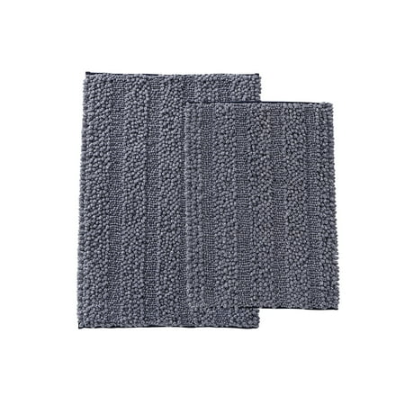 Better Homes & Gardens Heathered Noodle Striped Bath Rug Set, Admiral Blue, 2 Pieces