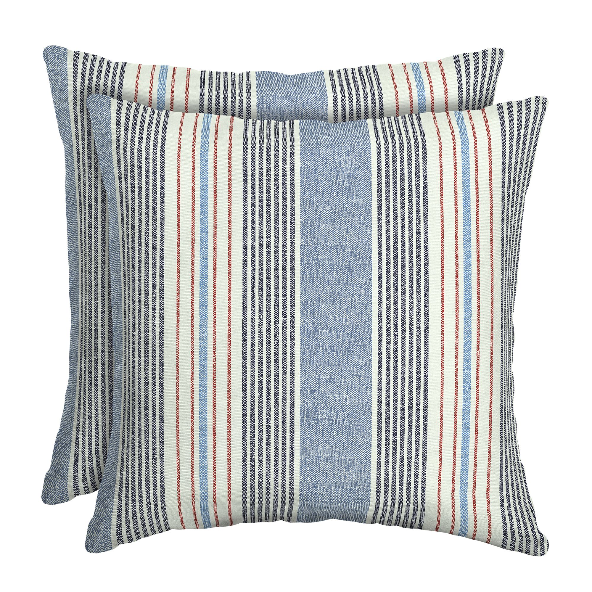 Better Homes & Gardens Hickory Stripe 16 x 16 in. Outdoor Pillow, Set of 2 - image 1 of 7