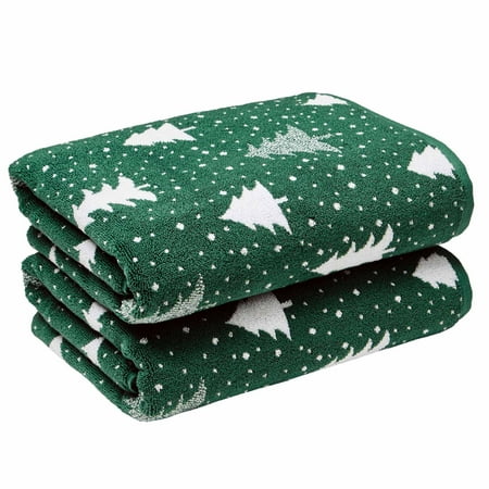 Better Homes & Gardens Signature Soft Jacquard 2 Piece US Cotton Bath Towel Set , Forest Pine