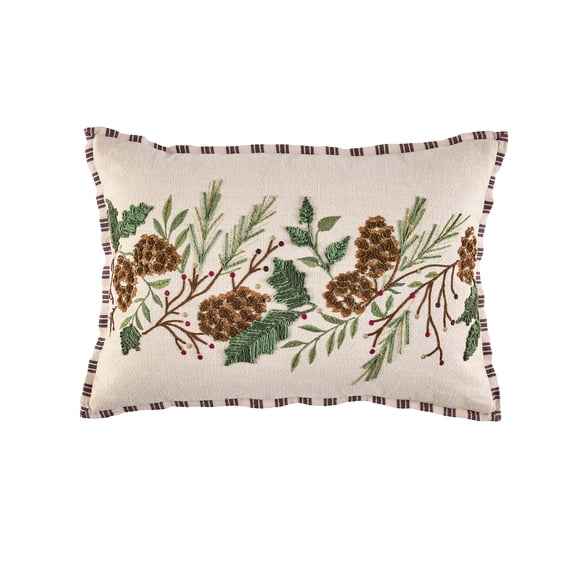Better Homes & Gardens 14x20 Holiday Botanical Embroidered Reversible Throw Pillow