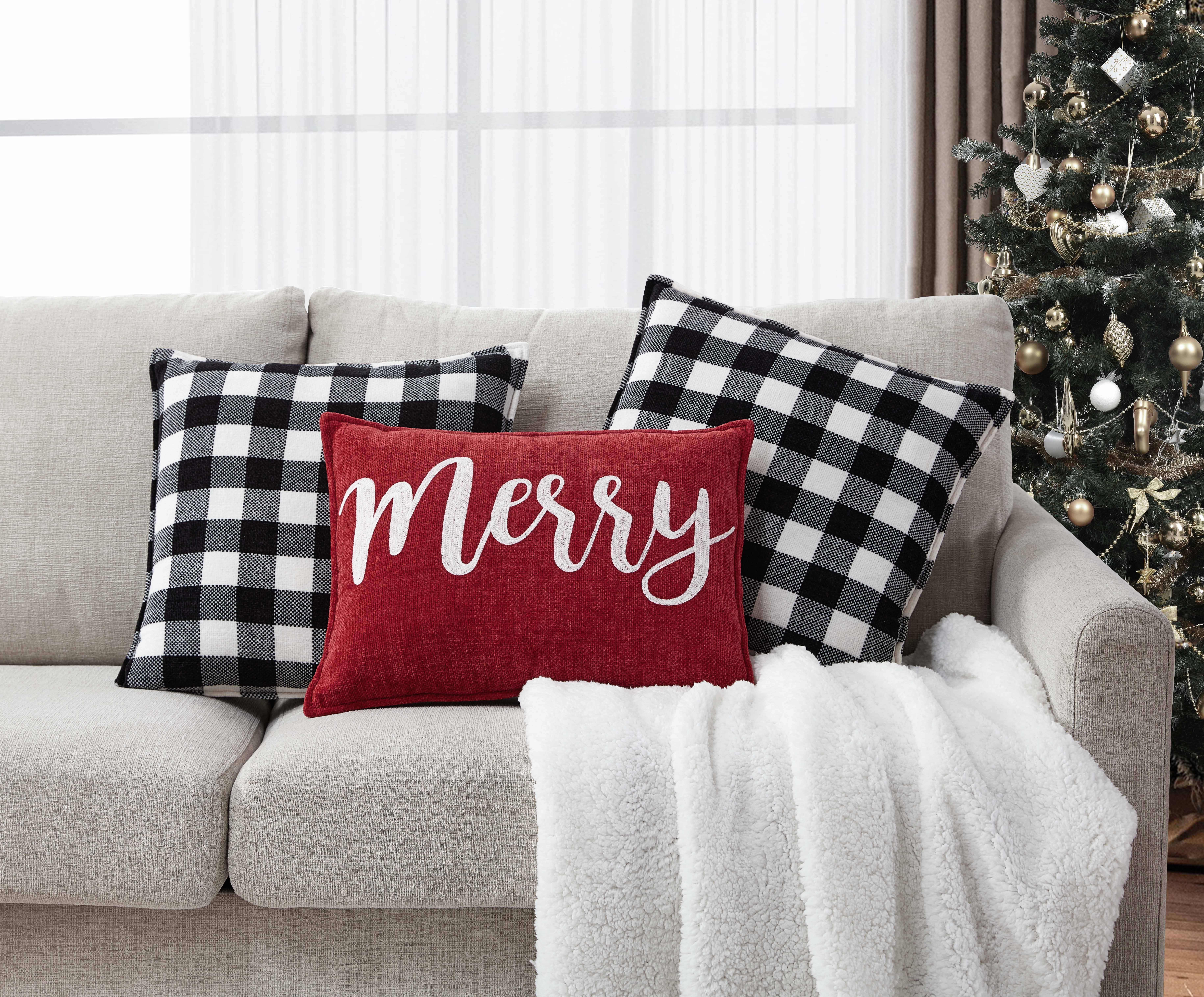Better Homes & Gardens, Holiday Merry Chenille Pillows, 18" x 18", 14" x 20'', Multi, 3 Pack