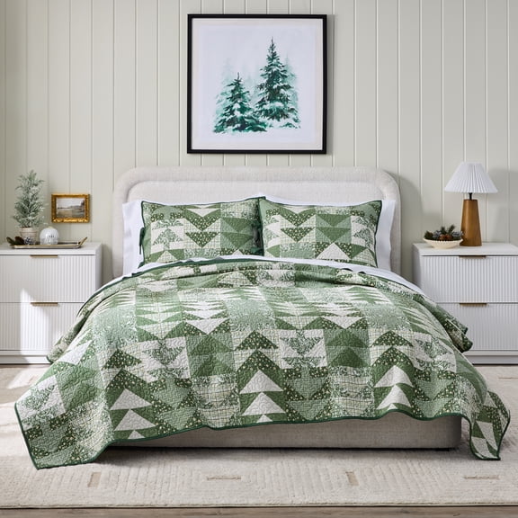 Better Homes & Gardens Holiday Tree 3-Piece Quilt Set, King