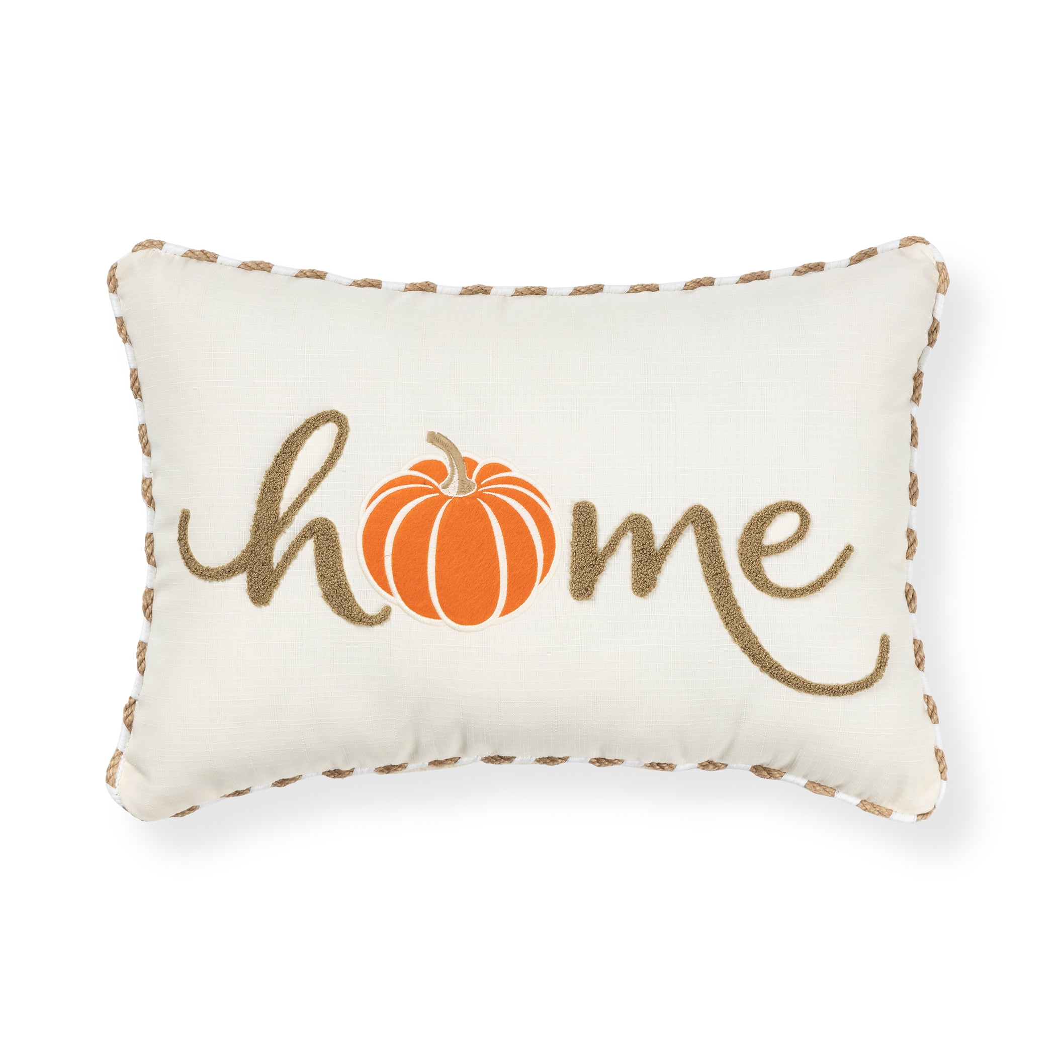 VHC BRANDS Wheat Plaid Golden Tan Soft White Harvest Pumpkin 18 in. x 18  in. Throw Pillow 80551 - The Home Depot