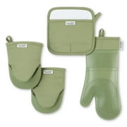 Better Homes & Gardens 4-Piece Oven Mitt, Potholder & Mini Mitt Set, Dark Cilantro