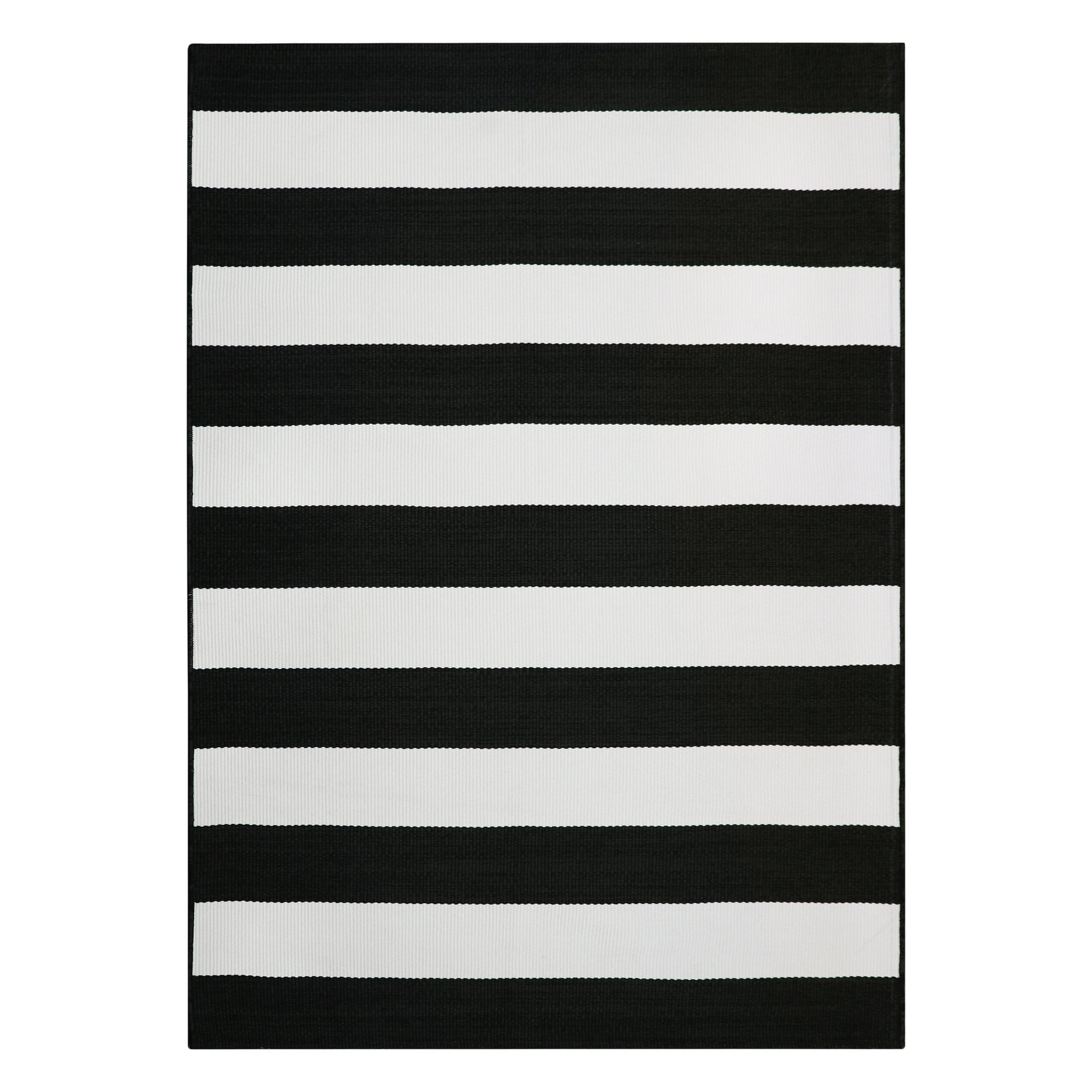 Better Homes & Gardens Ibiza Stripe Black and White Woven Outdoor Rug, 5 x 7
