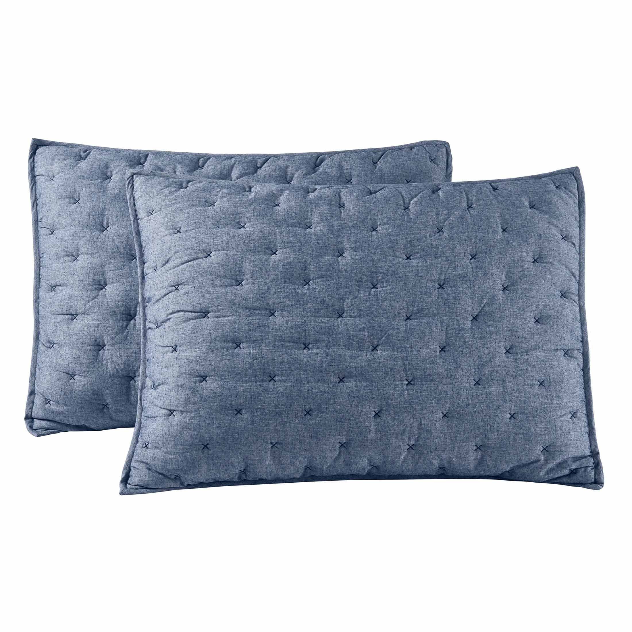 Better Homes & Gardens Indigo Chambray Pillow Shams, Standard (2 Count ...