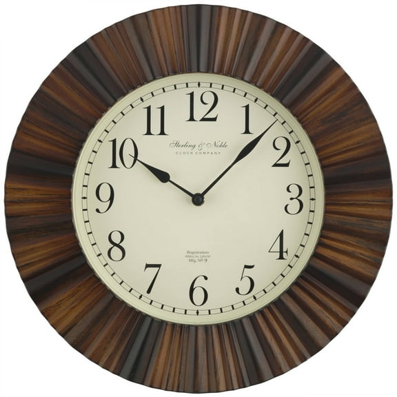 Better Homes & Gardens Indoor 15.5" Brown Traditional Arabic Ripple Frame Analog Wall Clock