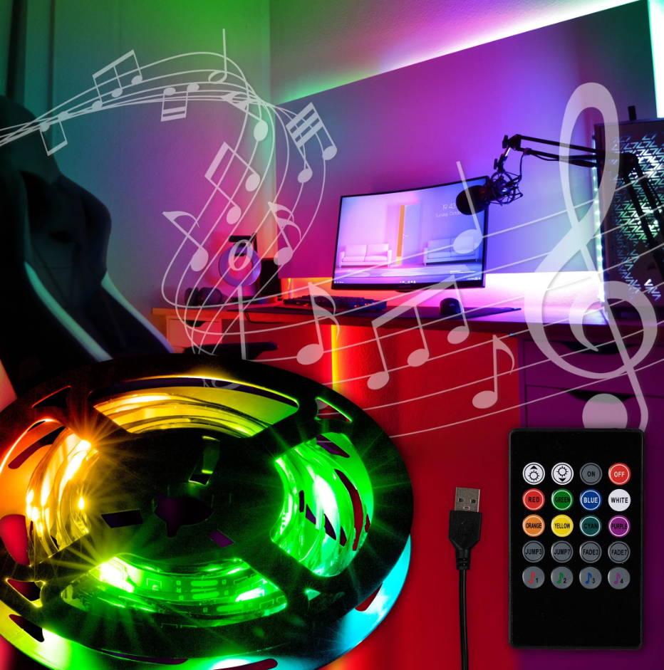 6.5 ft Multicolor Corded Electric LED Strip Light with Remote