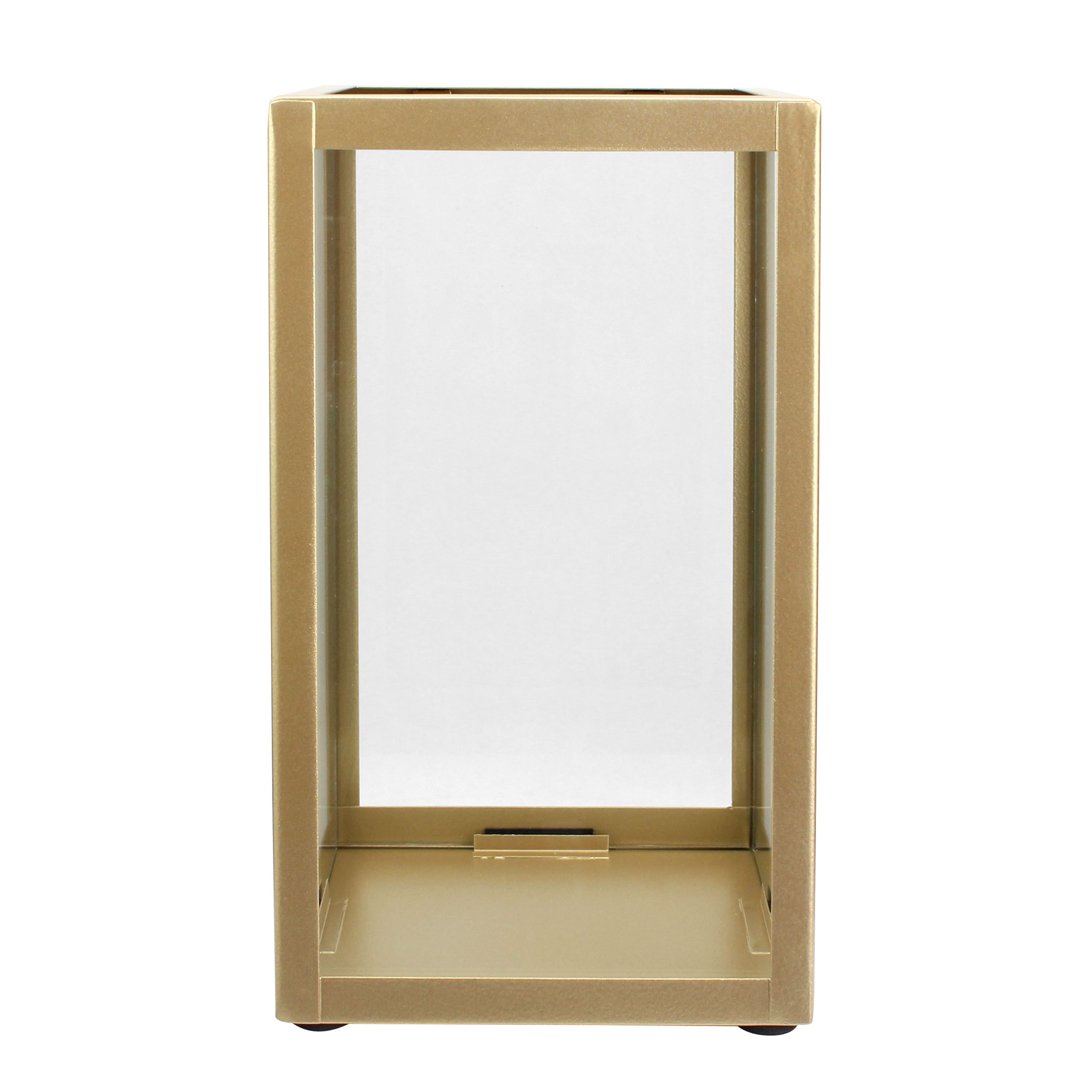 Better Homes & Gardens Indoor Decorative Metal Candle Holder Lantern, Gold, Large