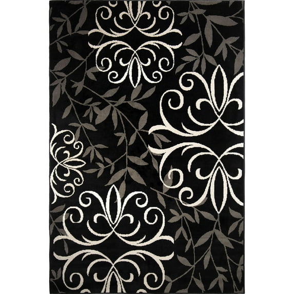 Better Homes & Gardens Iron Fleur Area Rug, Black, 5'3" x 7'6"