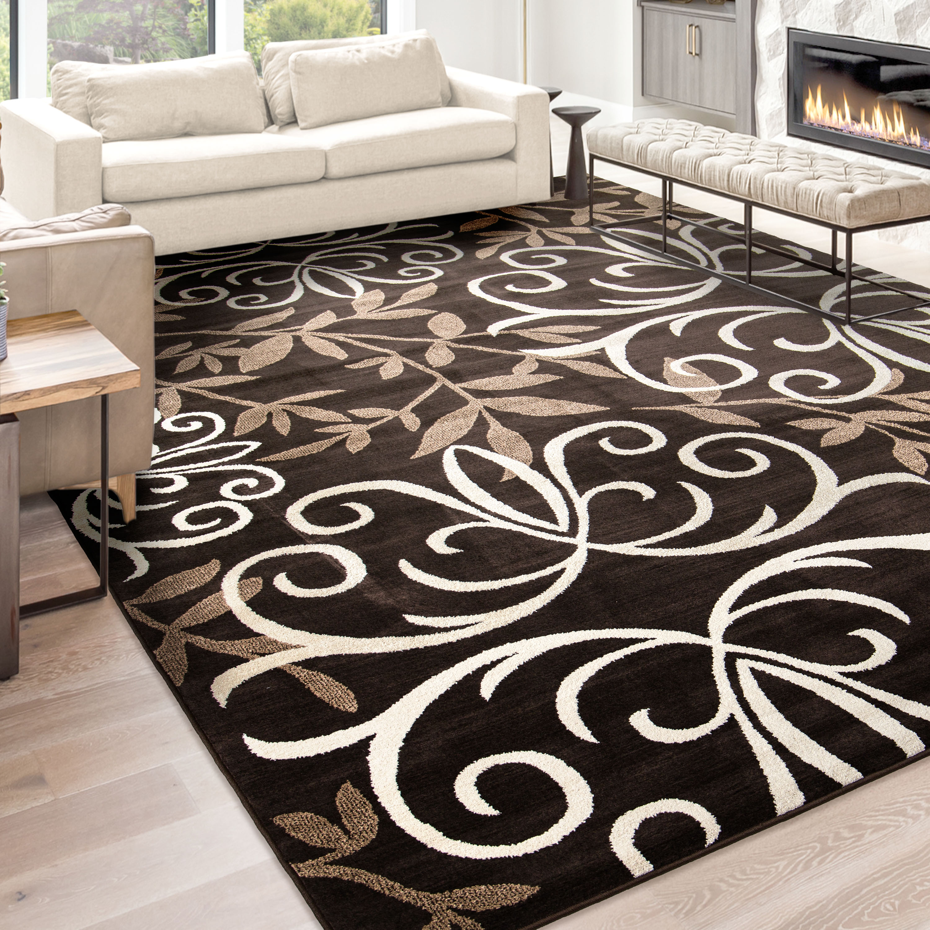 Better Homes & Gardens Iron Fleur Area Rug, Brown, 9' x 13' - image 1 of 10