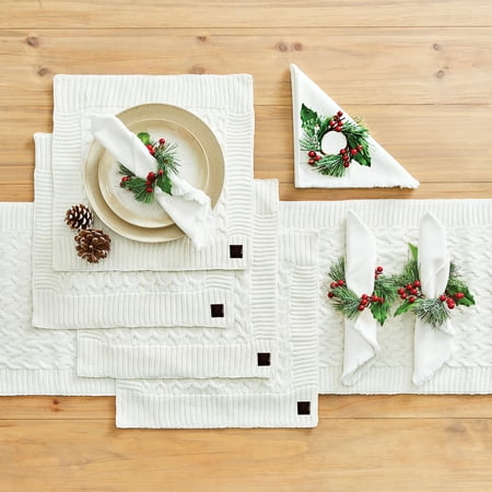 Better Homes & Gardens Ivory Cable Knit Cotton 13-Piece Coordinated Dining Set