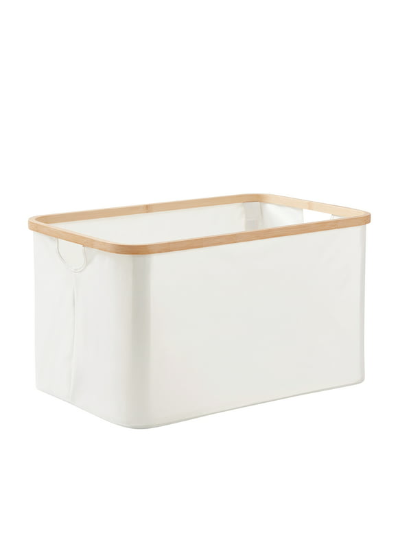 Better Homes & Gardens Ivory Collapsible Canvas Laundry Basket, 21" x 14" x 12"