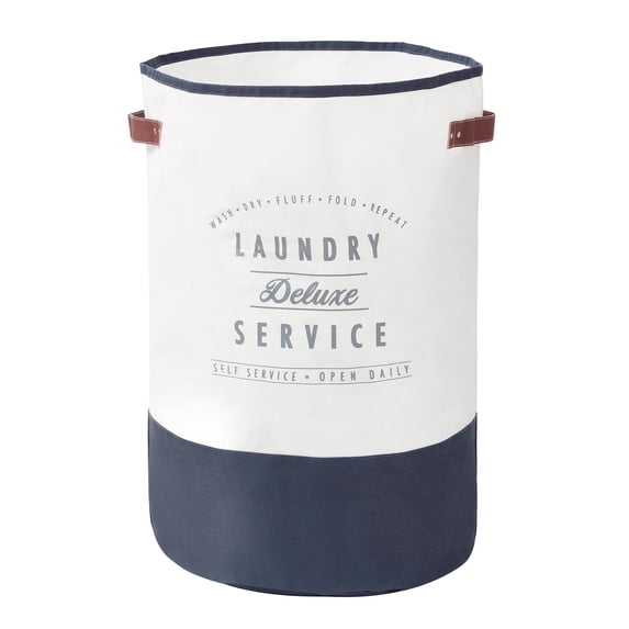 Better Homes & Gardens Ivory/Grey Canvas Laundry Hamper, 16 in x 25 in