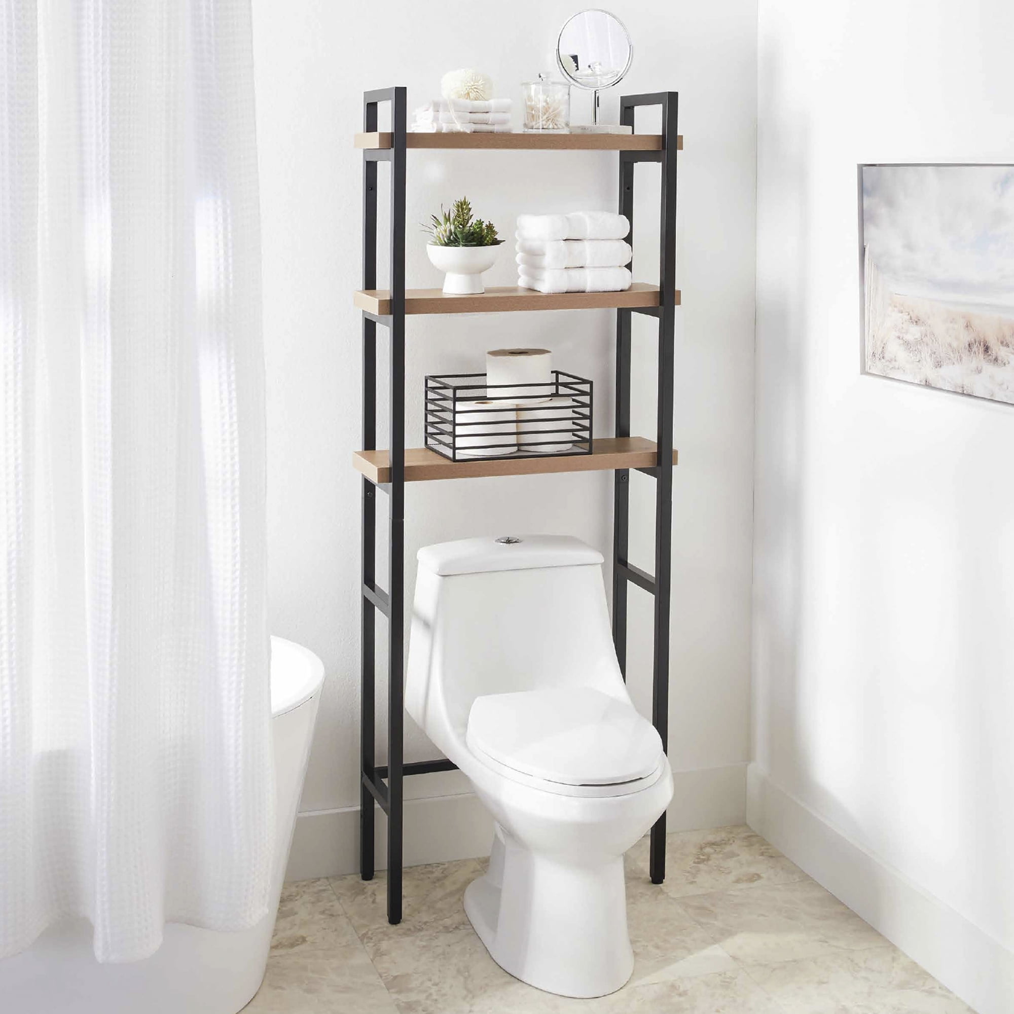 Better Homes & Gardens 24.6 W over the Toilet Space Saver Shelves, for  Kid, Adult Bath Items, White