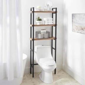Better Homes & Gardens Jace 3-Shelf Over-the-Toilet Storage Shelf, Black Frame with Oak Shelves
