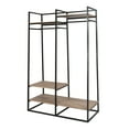 thumbnail image 1 of Better Homes & Gardens Jace Freestanding Metal 2-Rod Garment Clothes Rack with 4 Wooden Shelves, Black, 1 of 8