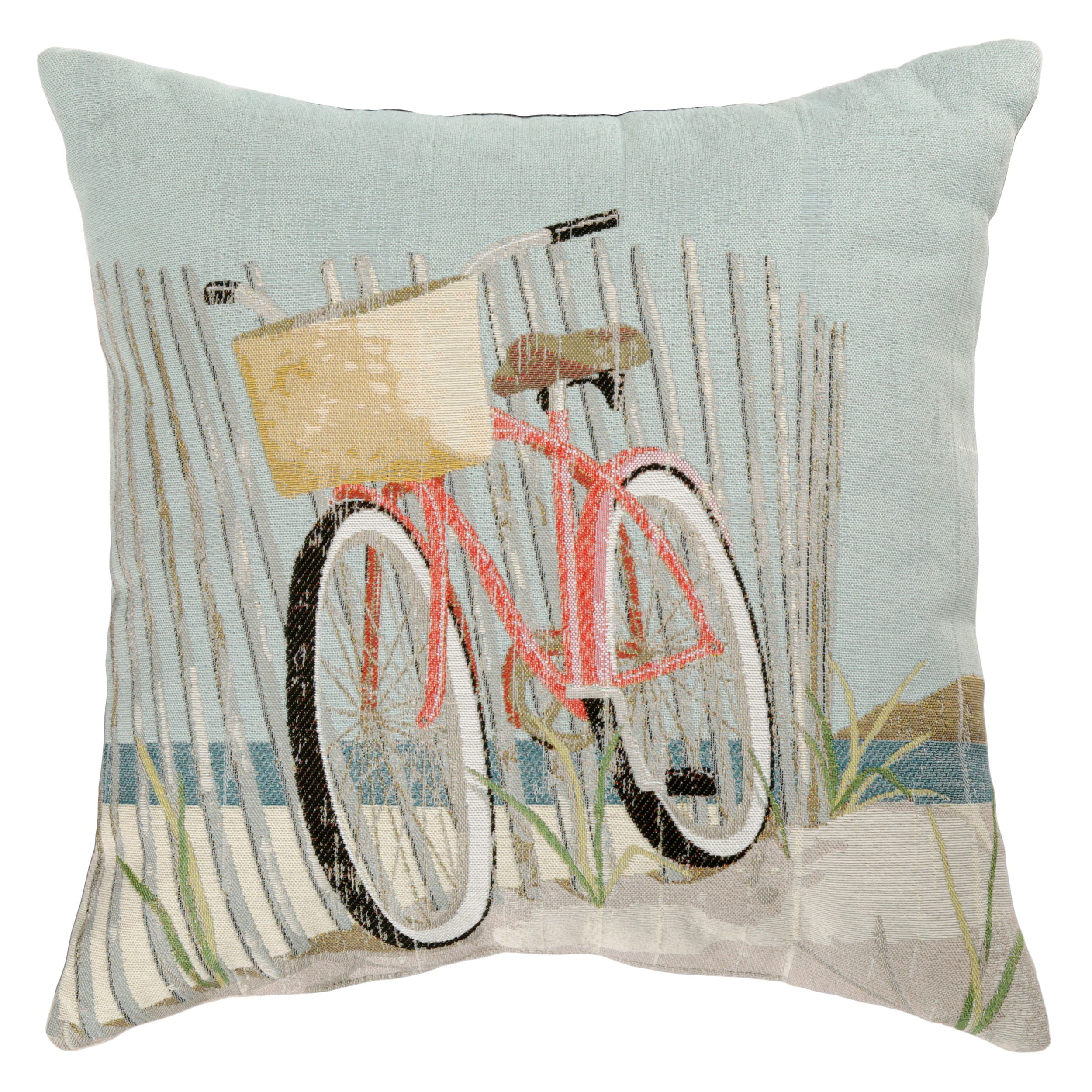 Better Homes Gardens Jacquard Beach Bicycle Decorative Throw Pillow Size 18 x 18