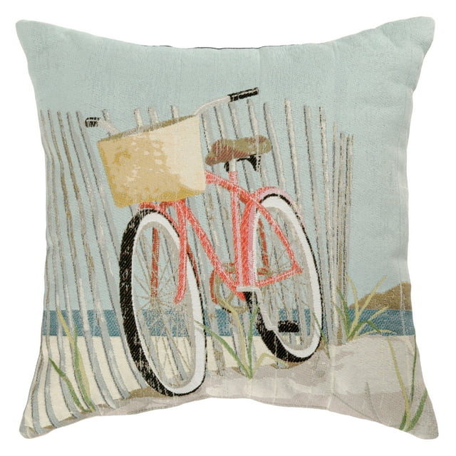 Better Homes & Gardens Jacquard Beach Bicycle Decorative Throw Pillow, Size 18" x 18", Square