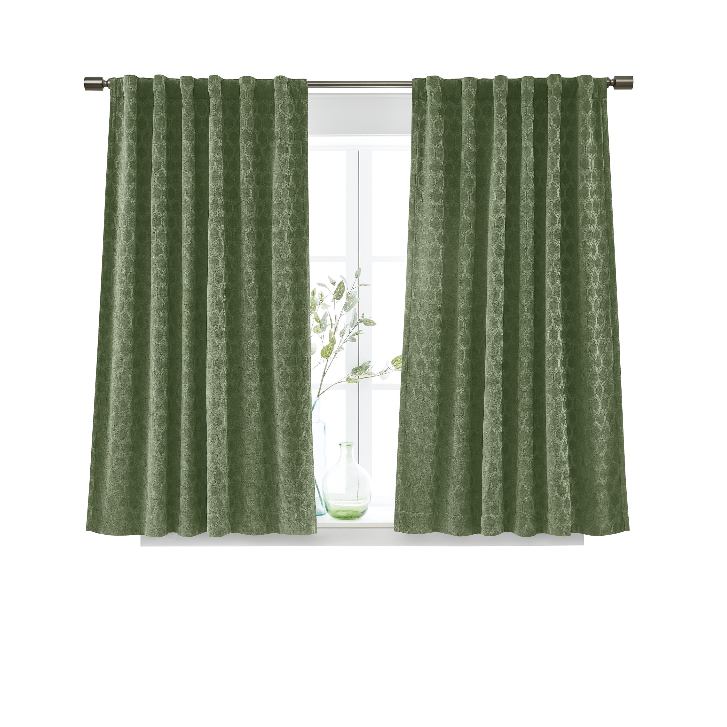 Better Homes & Gardens Jacquard Velvet Blackout Single Curtain Panel, Rod Pocket/Back Tab, Sea Turtle, 50 in W x 63 in L