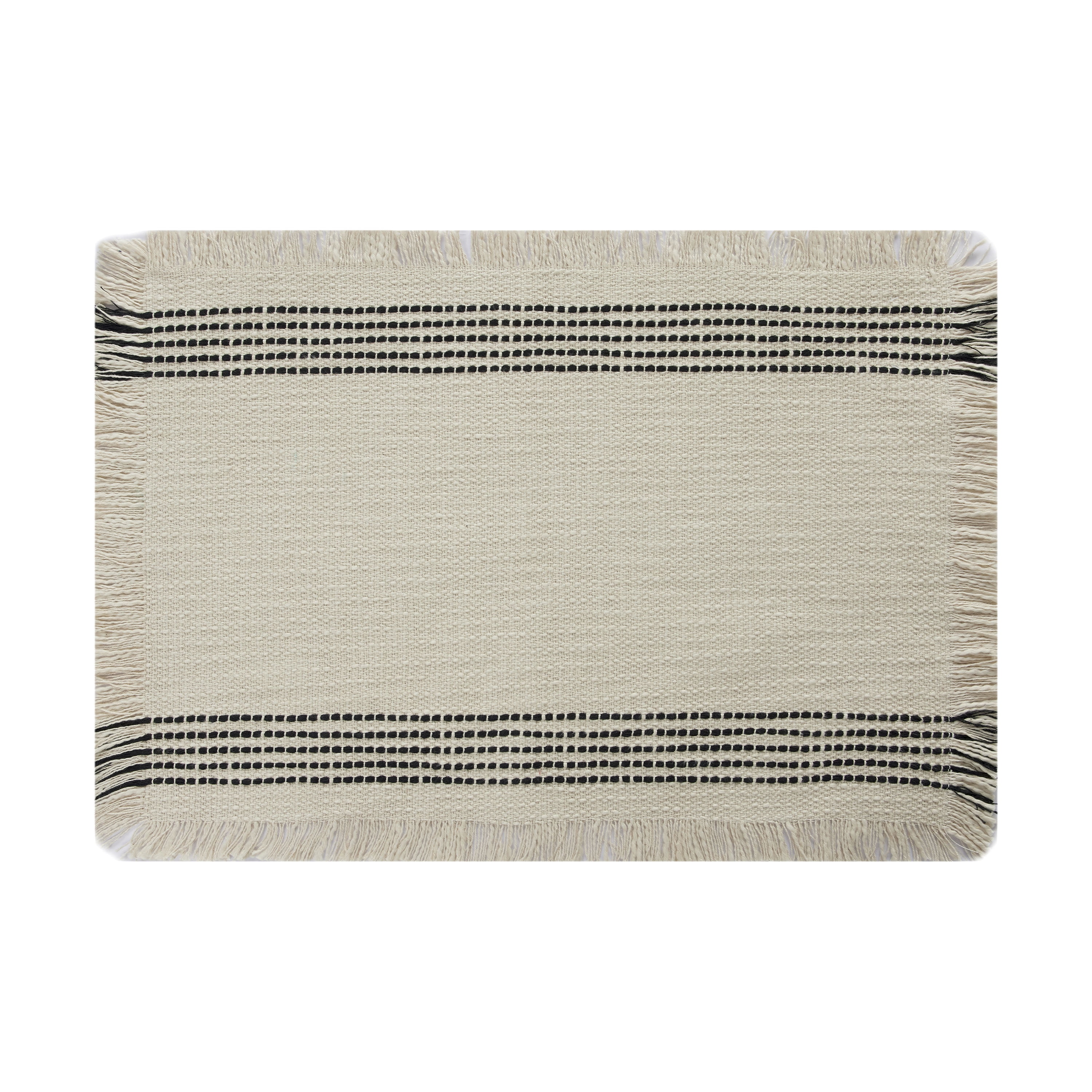 Better Homes & Gardens Jett Stripe Table Place Mat - 14" x 20" - Black & White - 100% Cotton