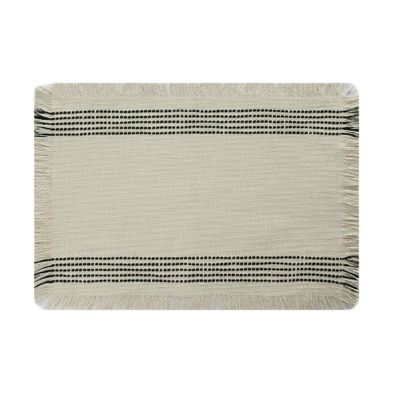 Better Homes & Gardens Jett Stripe Table Place Mat - 14" x 20" - Black & White - 100% Cotton