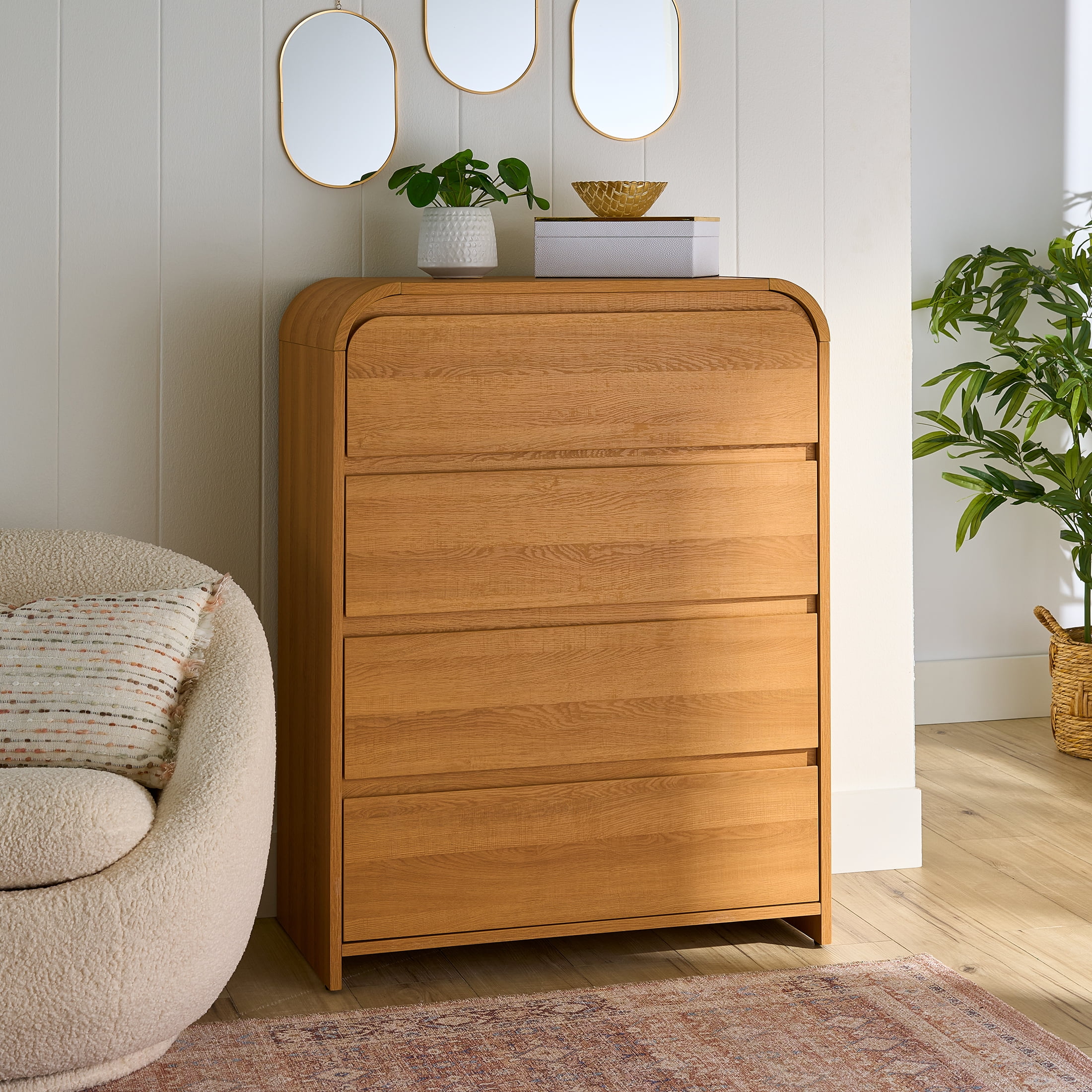 Better Homes & Gardens Juliet 4 Drawer Dresser, Light Honey