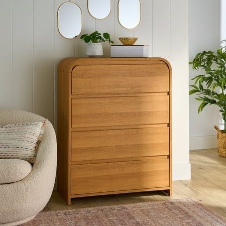 Better Homes & Gardens Juliet 4-Drawer Dresser, Light Honey Finish