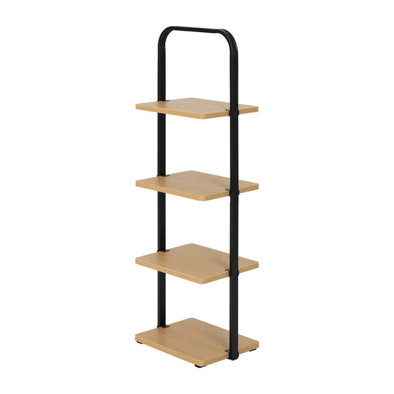 Better Homes & Gardens Juliet 4-Tier Wooden Shoe Ladder for Shoe Storage, Black and Light Honey Wood, Holds up to 4 Pairs