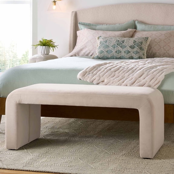 Open Box Better Homes & Gardens Juliet 44.50" Velvet Waterfall Bench, Beige