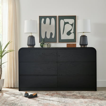 Better Homes & Gardens Juliet 64" Wide 6 Drawer Dresser, Black Finish