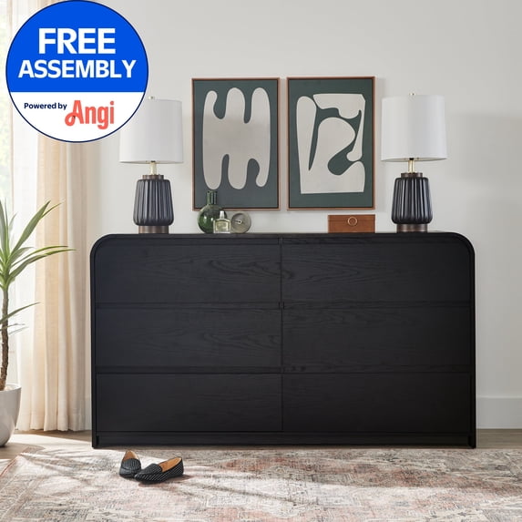 Better Homes & Gardens Juliet 6 Drawer Dresser, 64" Wide, Black