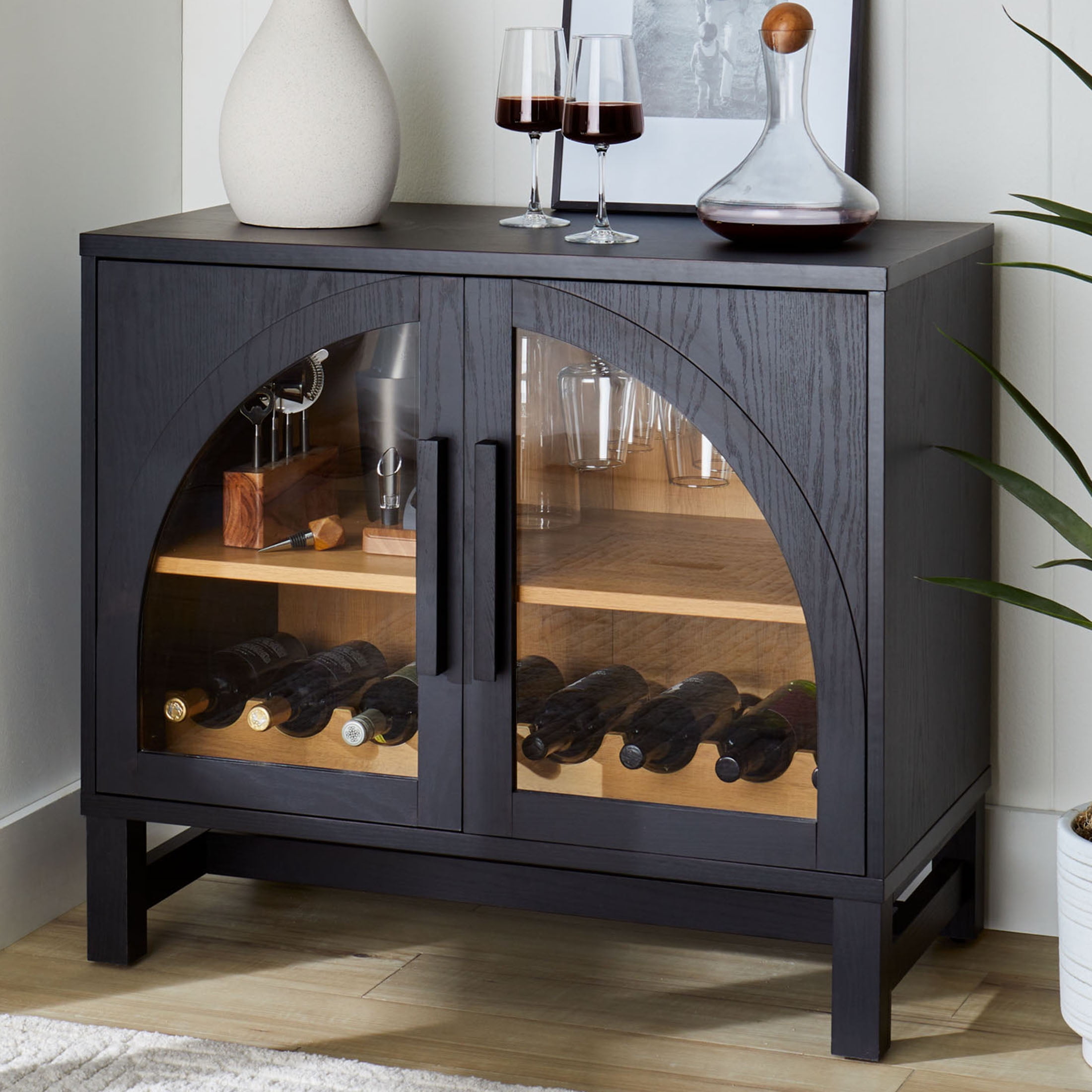Better Homes & Gardens Juliet Arc Door Bar Black Wood Finish