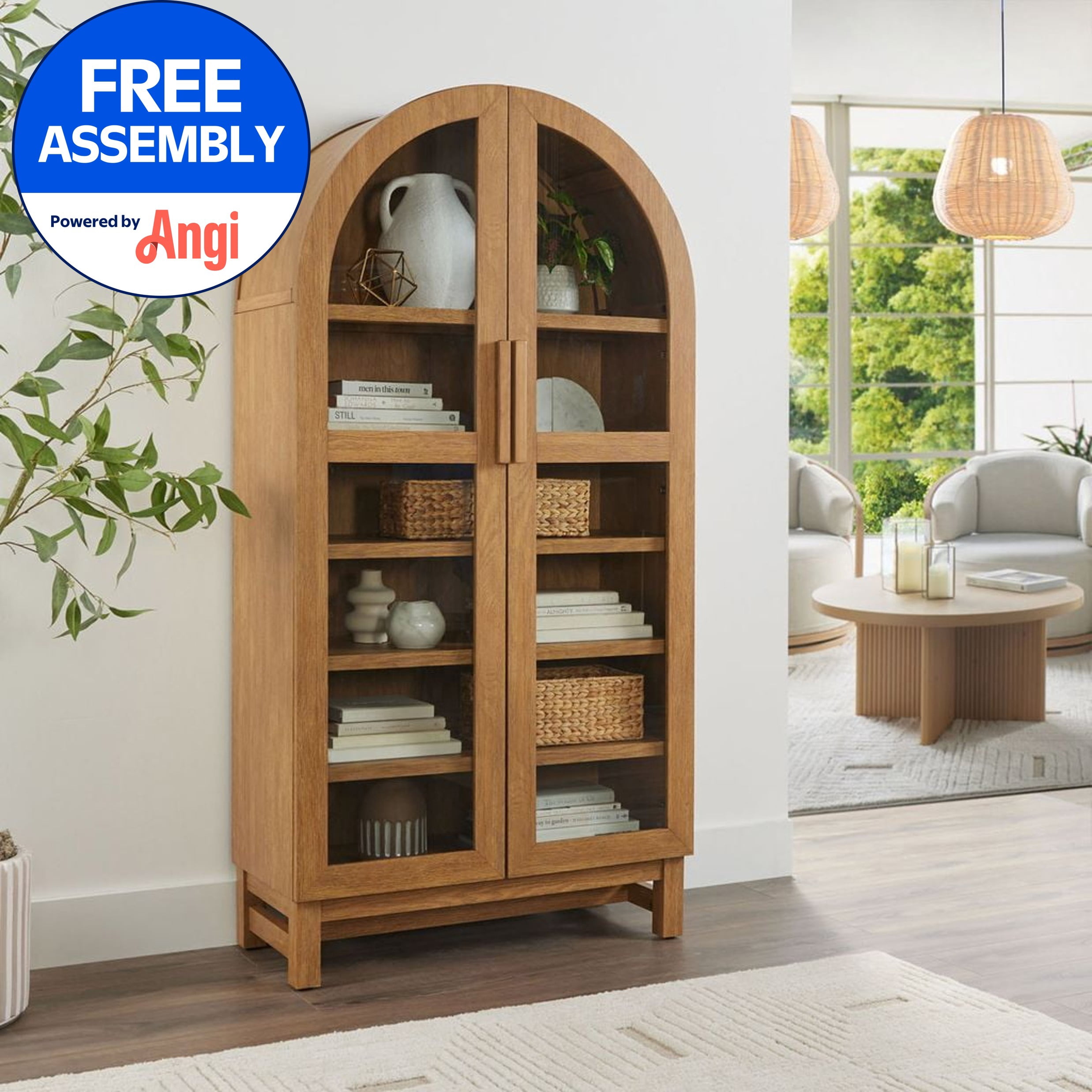 Better Homes & Gardens Juliet Arch Accent Cabinet, Light Honey Finish